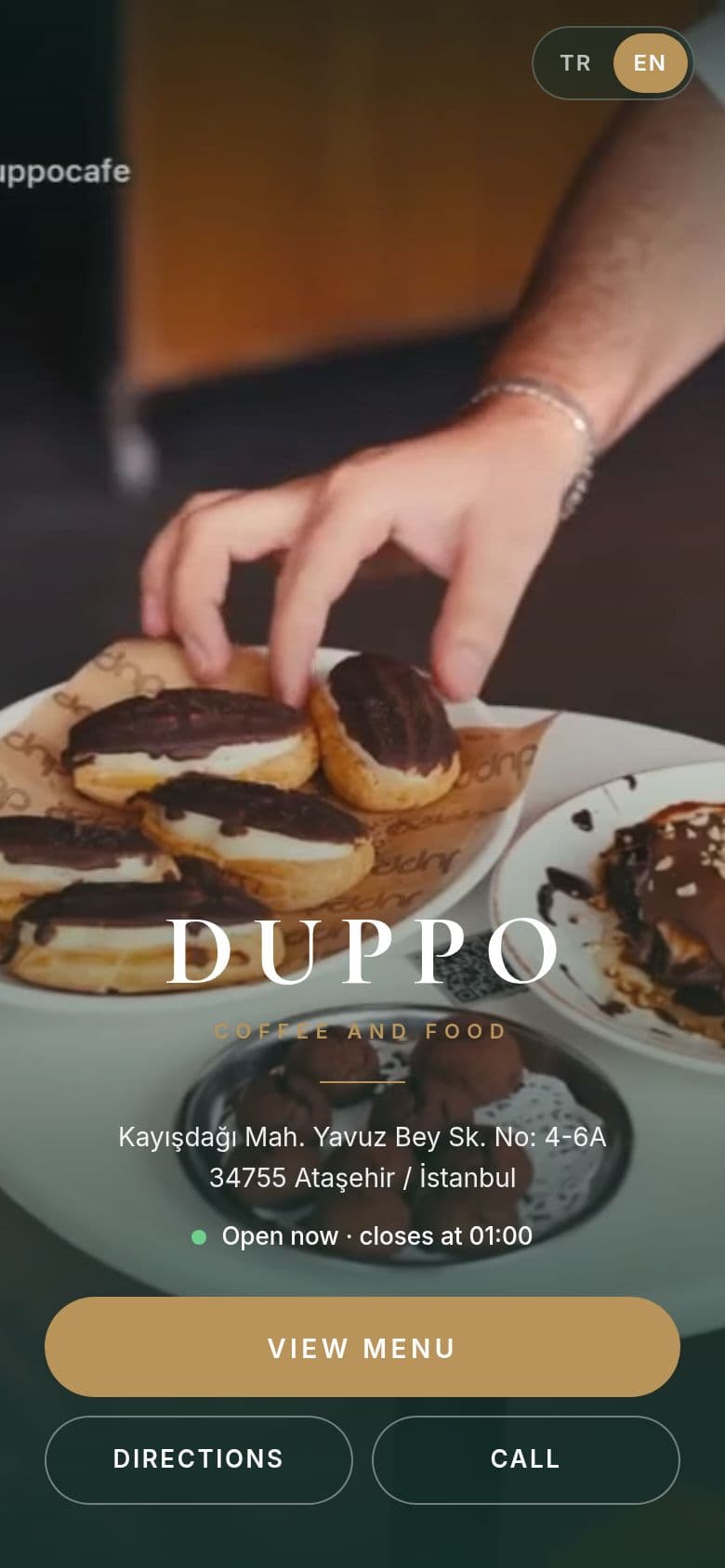 Duppo landing screen on a phone