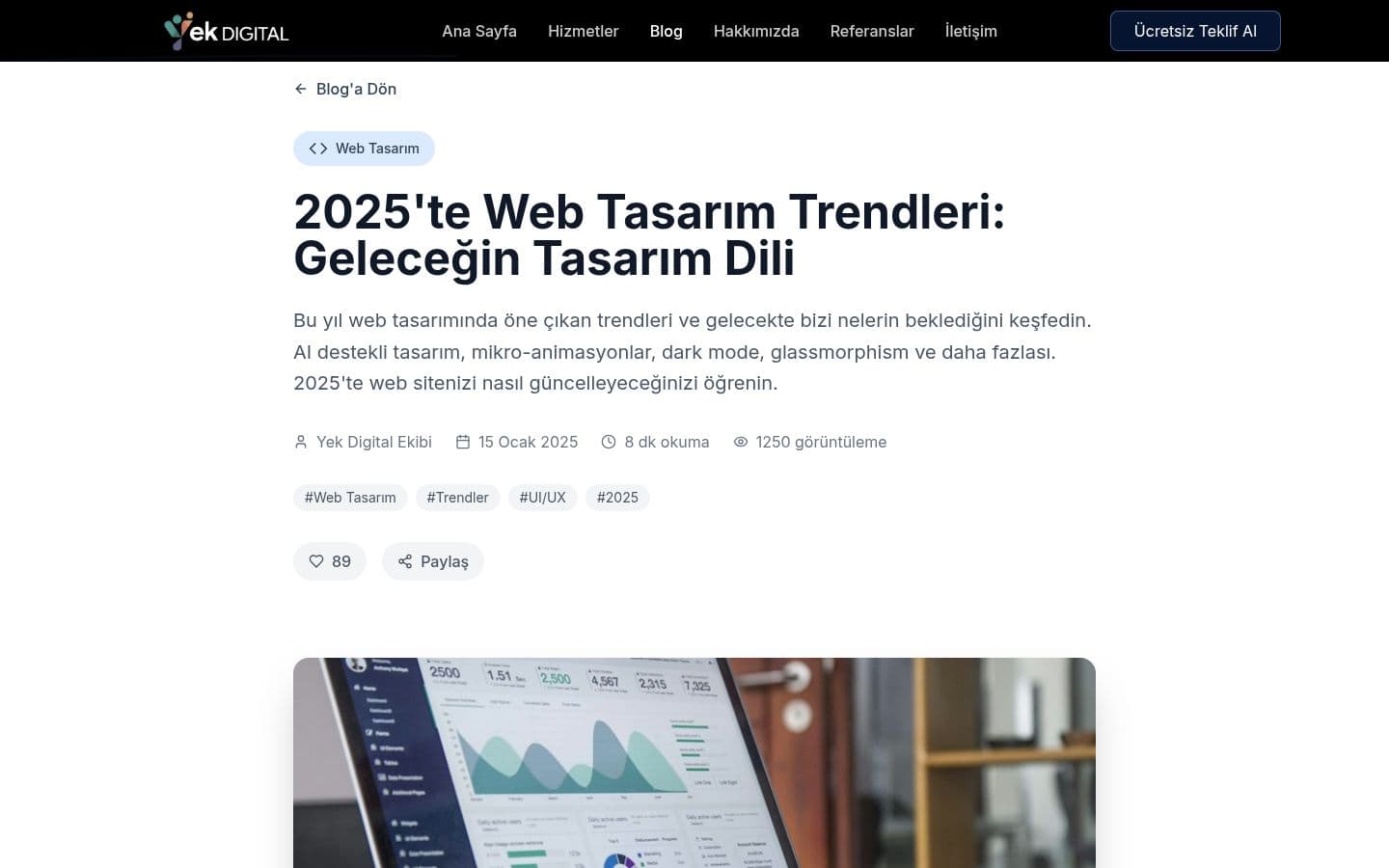 Yek Digital blog post page